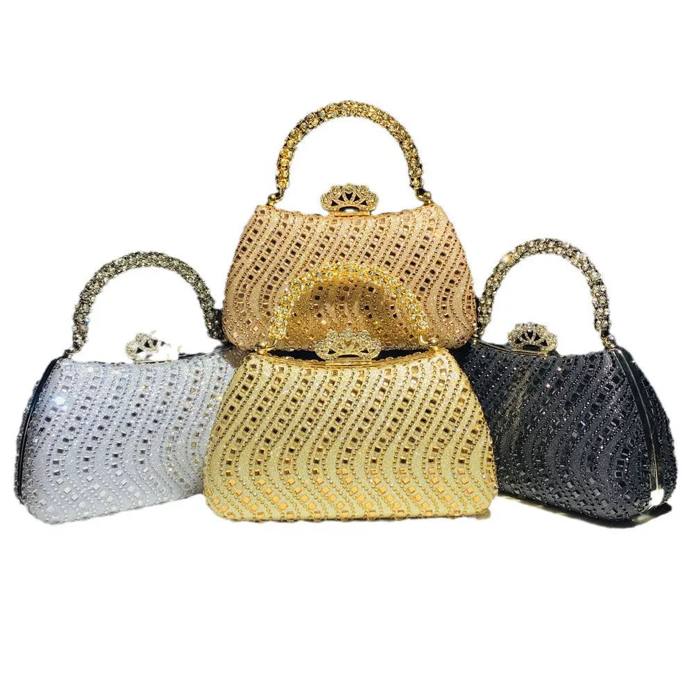Rhinestone Evening Clutch Bag for Women – Crystal Handle Formal Wedding & Party Handbag