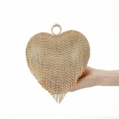 Heart-Shaped Evening Clutch Bag for Women – Tiled Pattern Formal Handbag