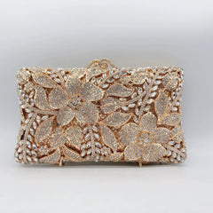 Floral Rhinestone Evening Clutch for Women – Bridal Wedding & Banquet Handbag