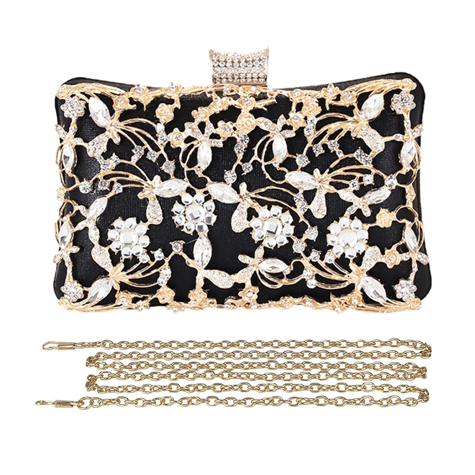 Floral Rhinestone Clutch Bag for Dinner and Banquet, Perfect for Cheongsam and Evening Dresses