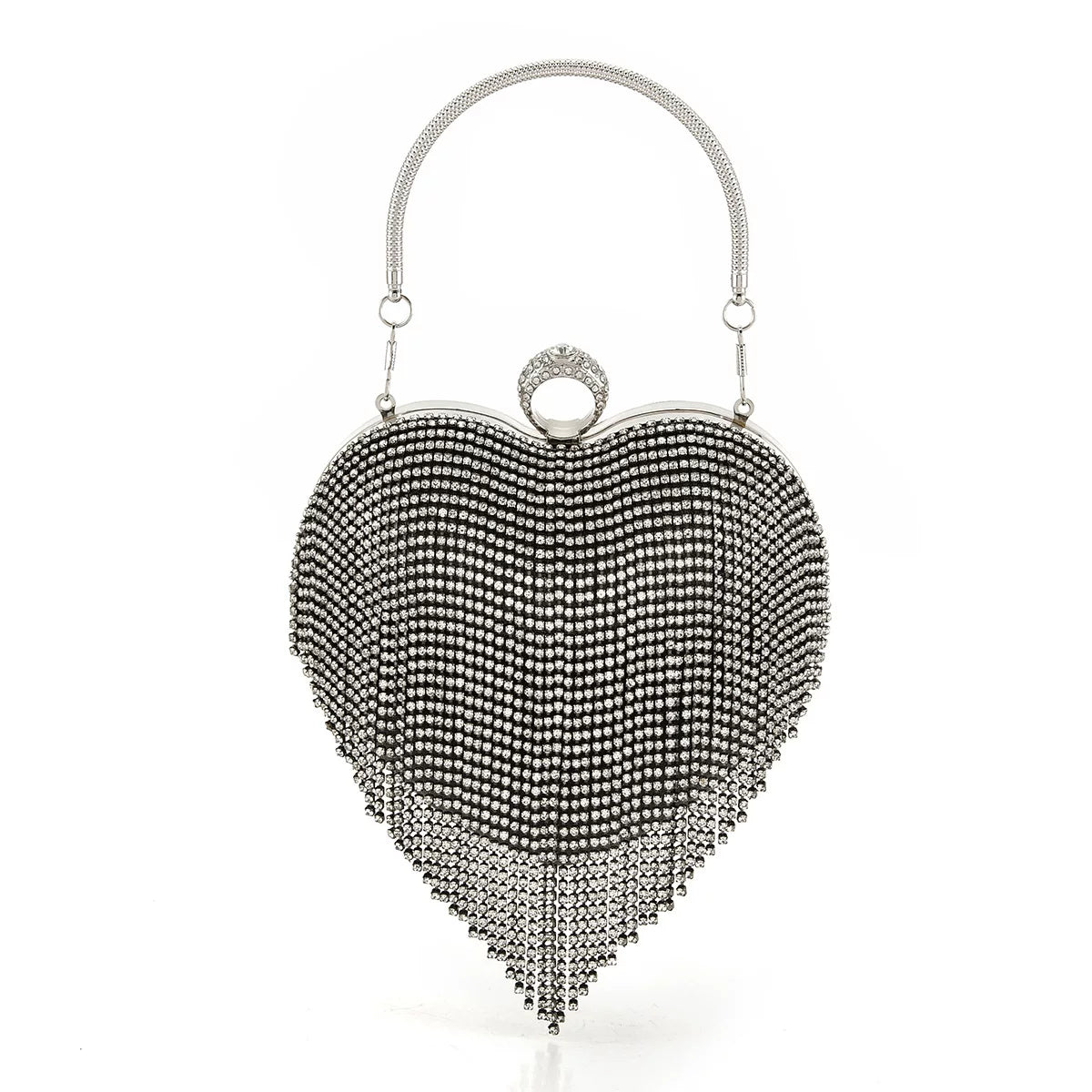 Heart-Shaped Evening Clutch Bag for Women – Tiled Pattern Formal Handbag