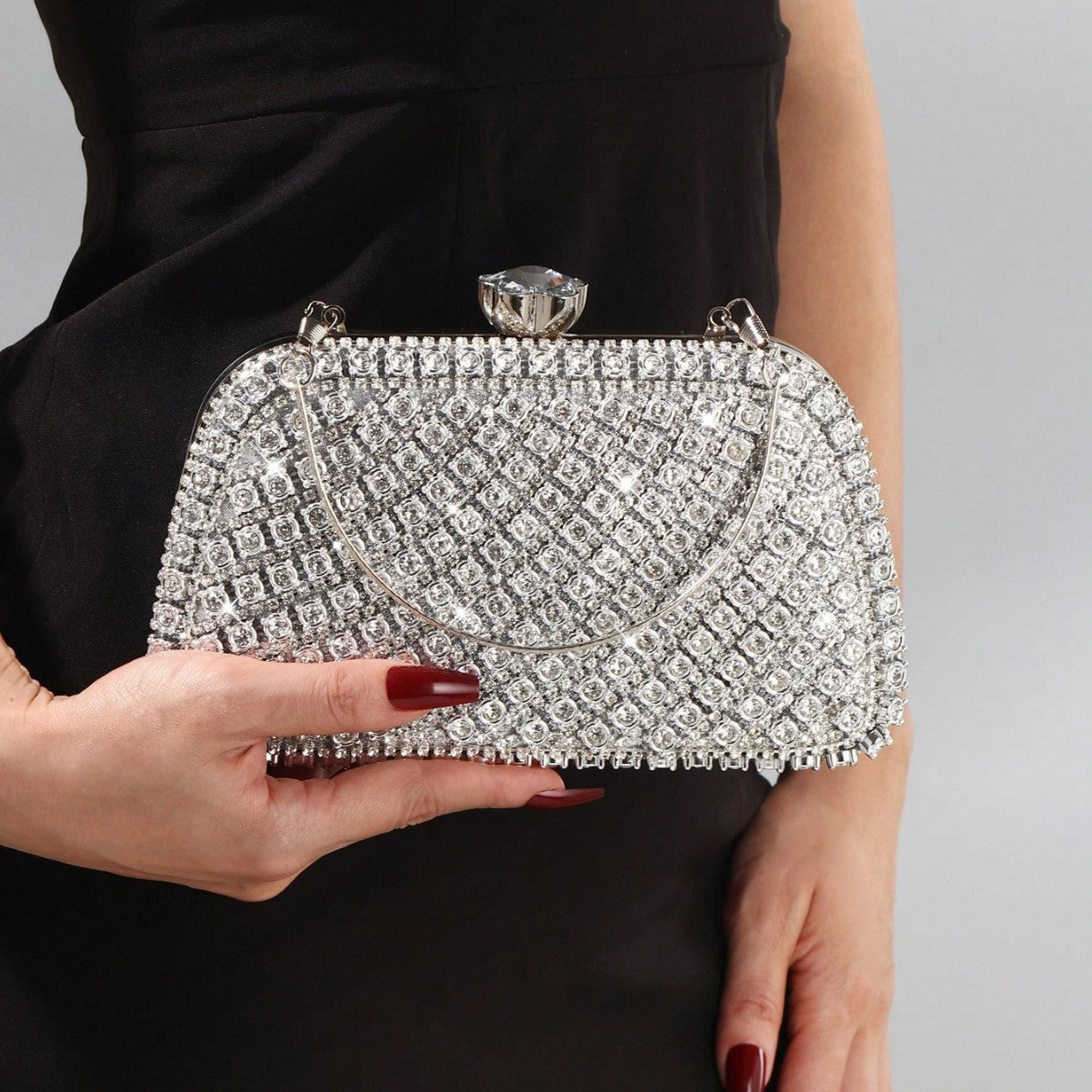 Diamond-Encrusted Evening Clutch Bag for Banquet and Formal Events