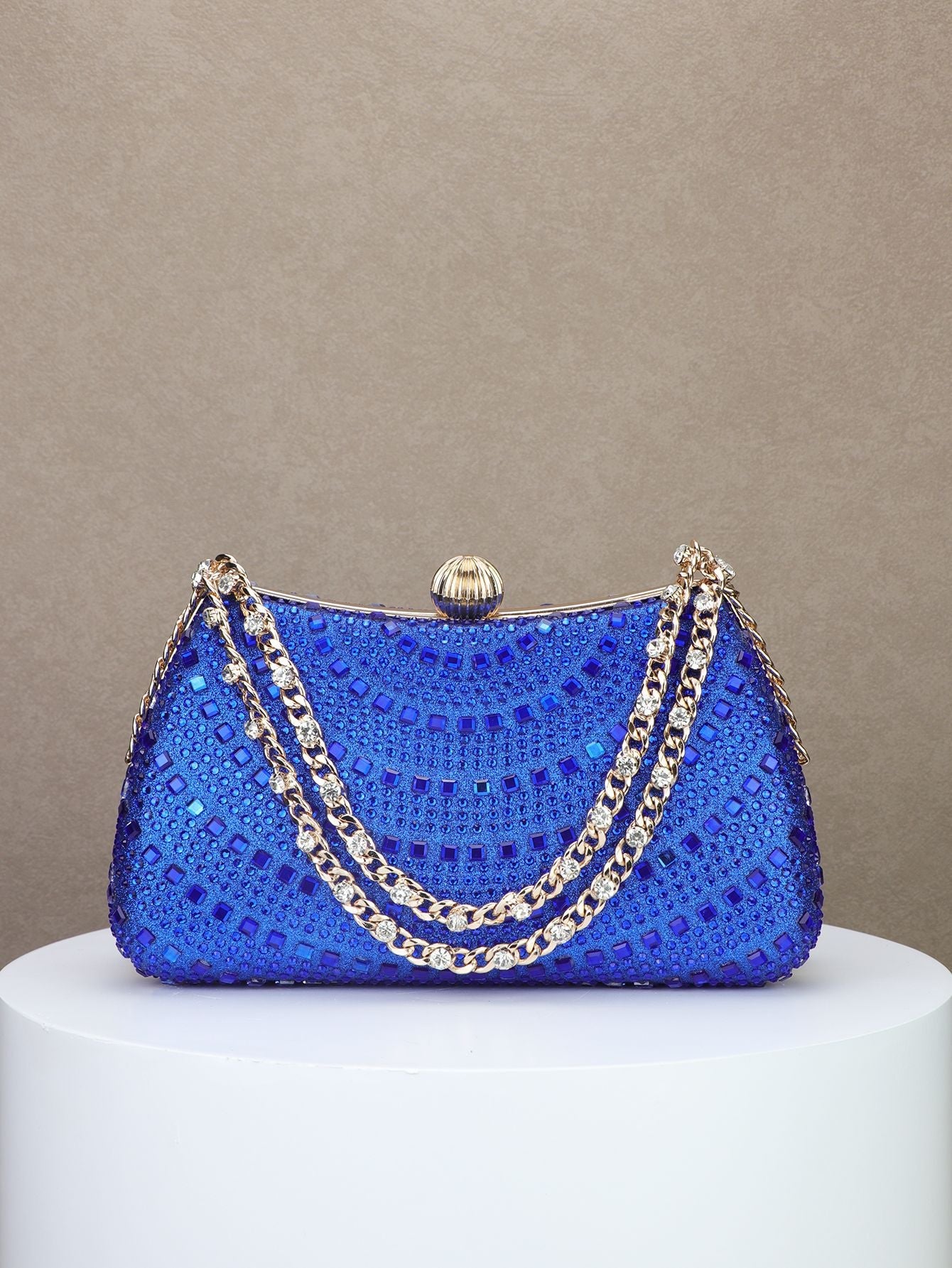 Sparkling Diamond Bridal Clutch Bag for Dinner and Banquet with Portable Design