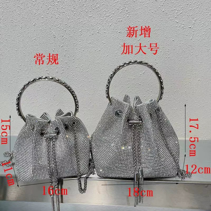 2025 High-End Pink Rainbow Diamond Evening Bag - Rhinestone Crossbody Handbag for Women