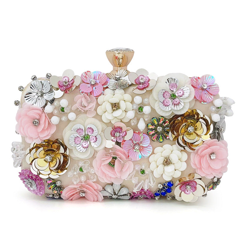 Floral Evening Clutch Bag for Women – Top Handle Formal Handbag for Dinner and Banquet