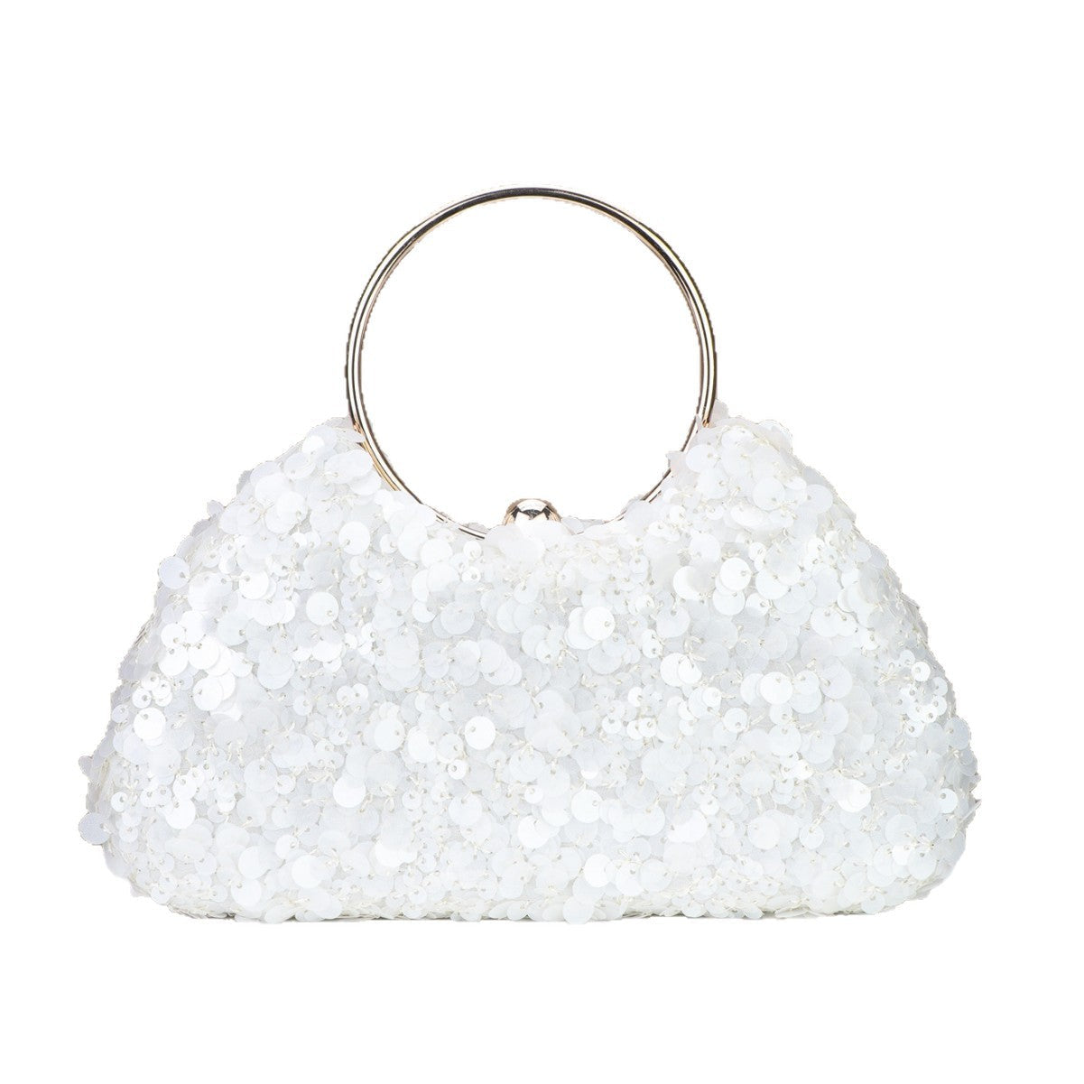 Rhinestone Beaded Evening Clutch with Ring Detail for Dinner and Banquet
