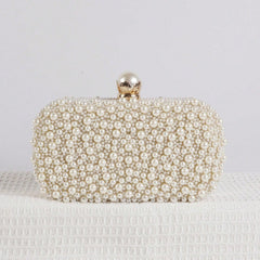 Beaded Evening Clutch Bag with Pearl Detail for Dinner Party and Banquet