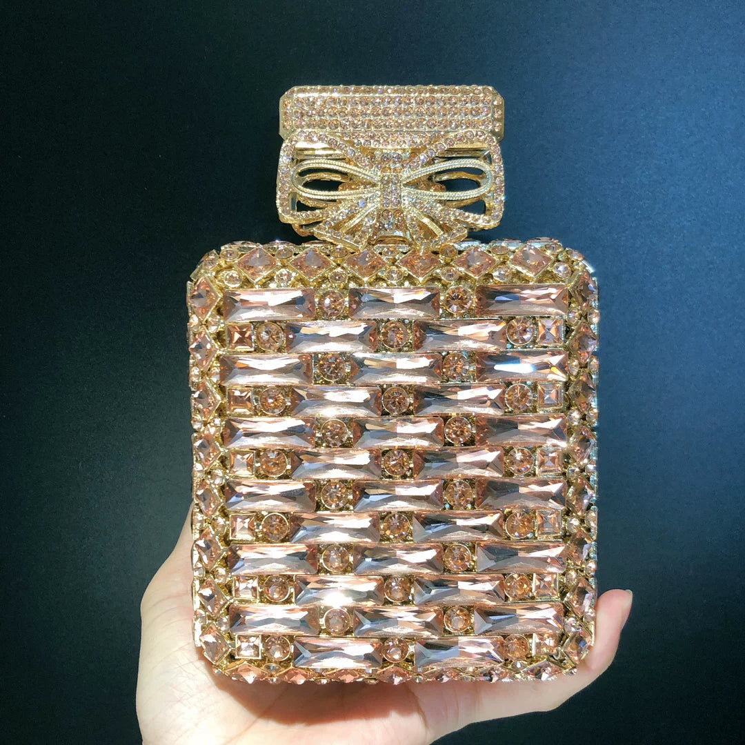 Diamond Bottled Perfume Handbag – European and American Crystal Evening Bag for Women