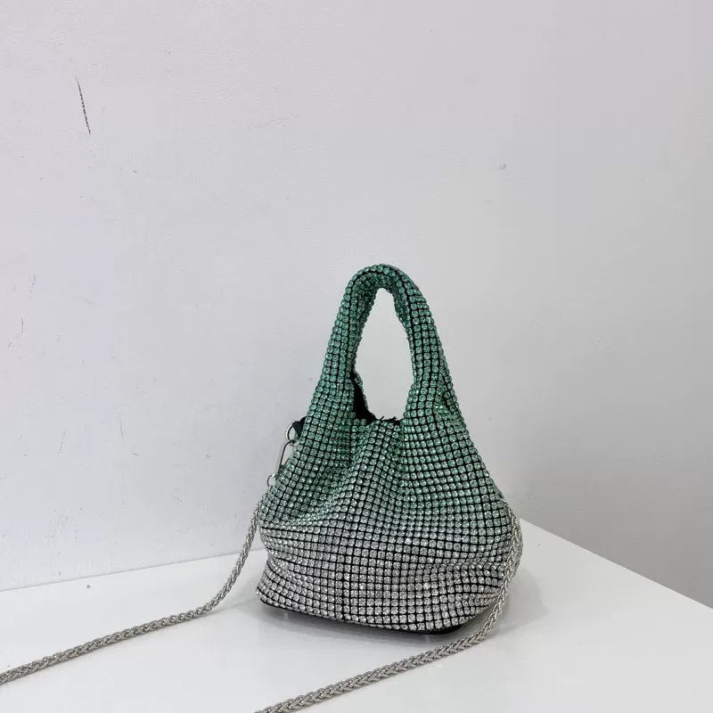 Rhinestone Bucket Bag for Women – Chain Strap Shoulder & Crossbody Handbag
