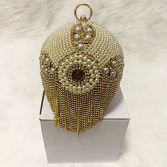 Cheongsam Round Rhinestone Evening Bag Fresh Plaid Chain Fashion Handbag Sweet Ladies Diamond Banquet Bag