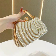 Pearl Evening Clutch for Women – Formal Wedding & Banquet Shoulder Bag