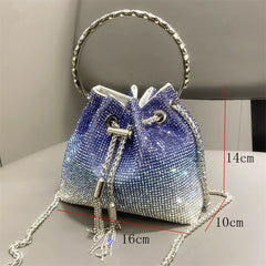 2025 High-End Pink Rainbow Diamond Evening Bag - Rhinestone Crossbody Handbag for Women