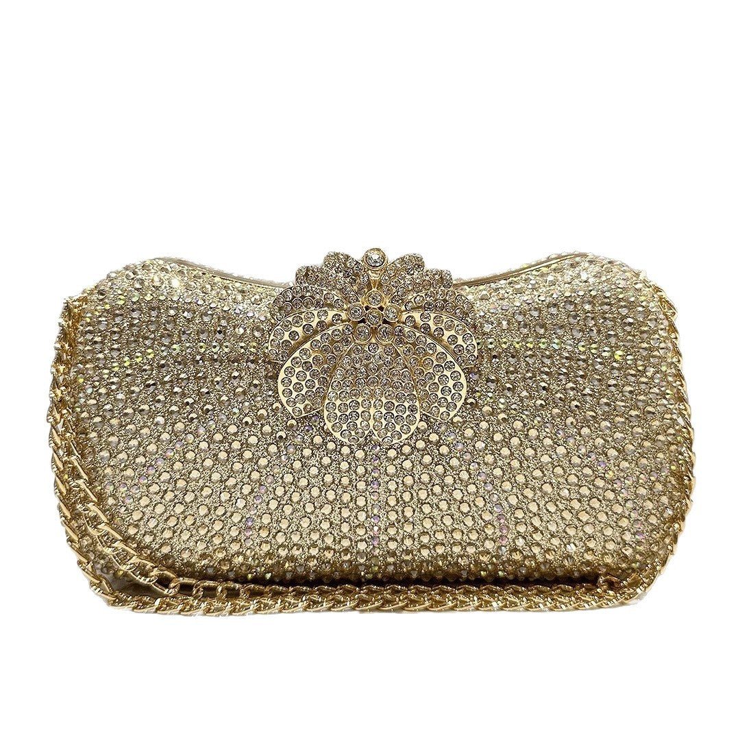 Diamond-Encrusted Evening Clutch with Crossbody Strap for Banquet and Formal Events