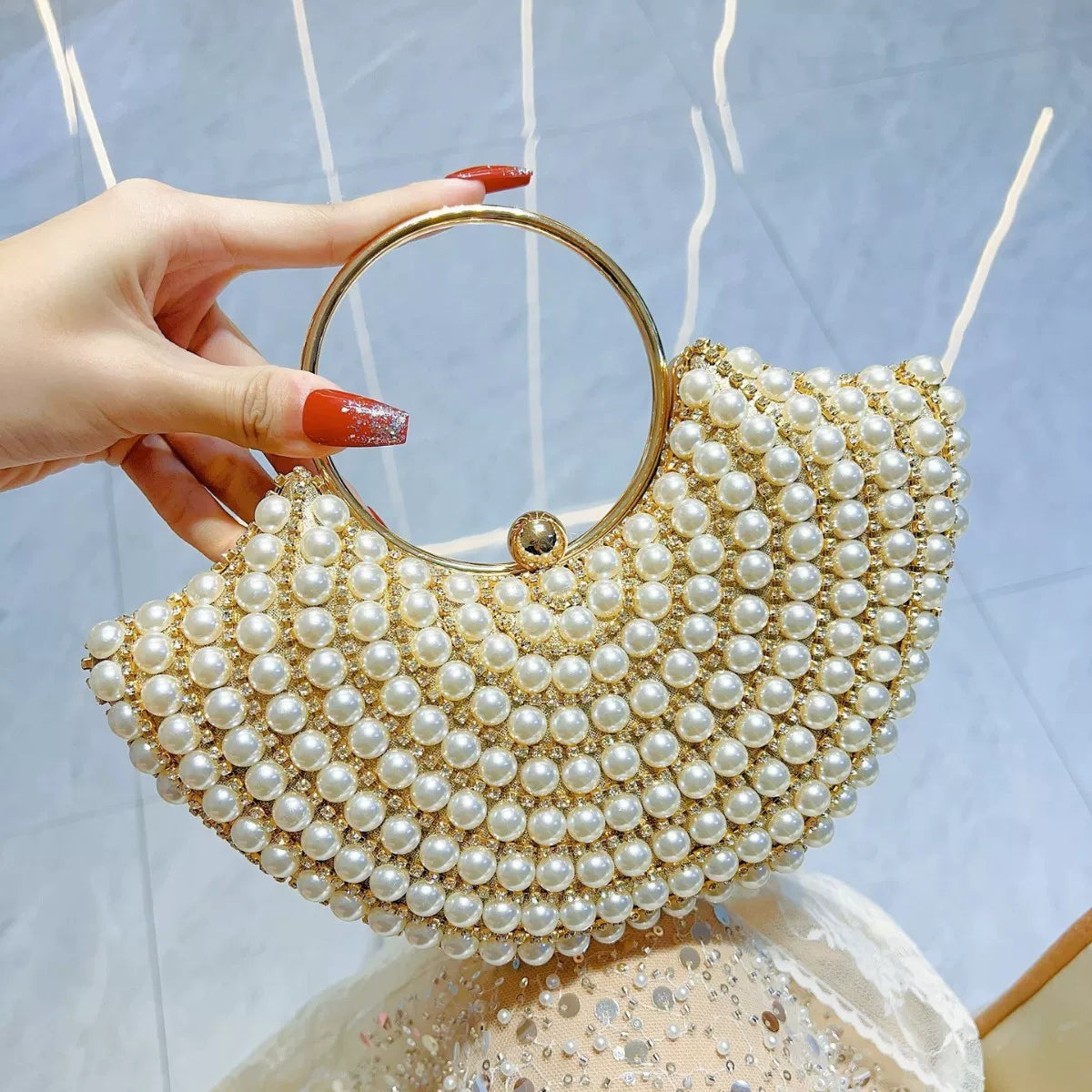 Rhinestone Evening Shoulder Bag for Women – Small Crossbody Handbag for Formal Events
