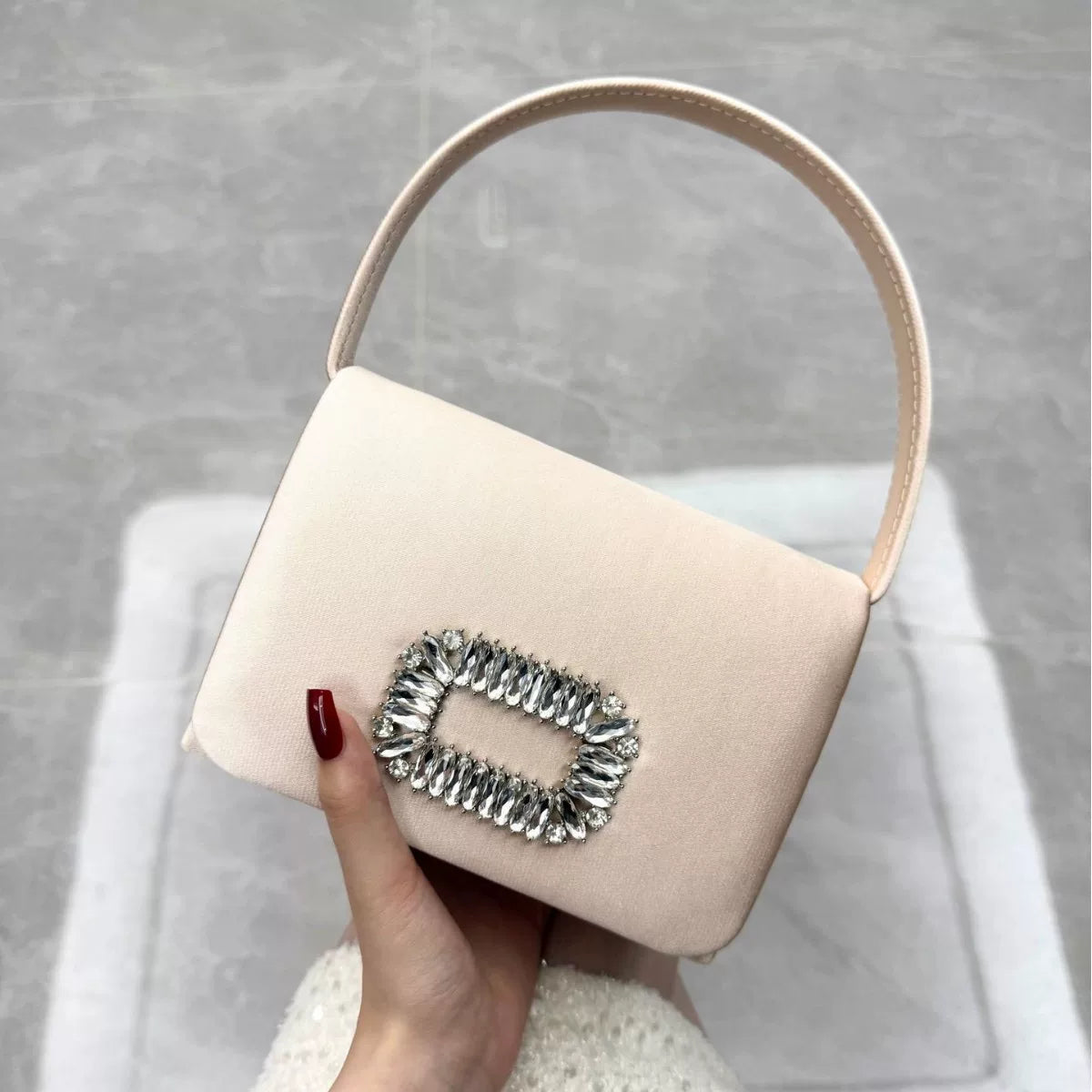 Solid Color Flap Evening Bag for Women – Chain Strap Formal Wedding and Banquet Clutch