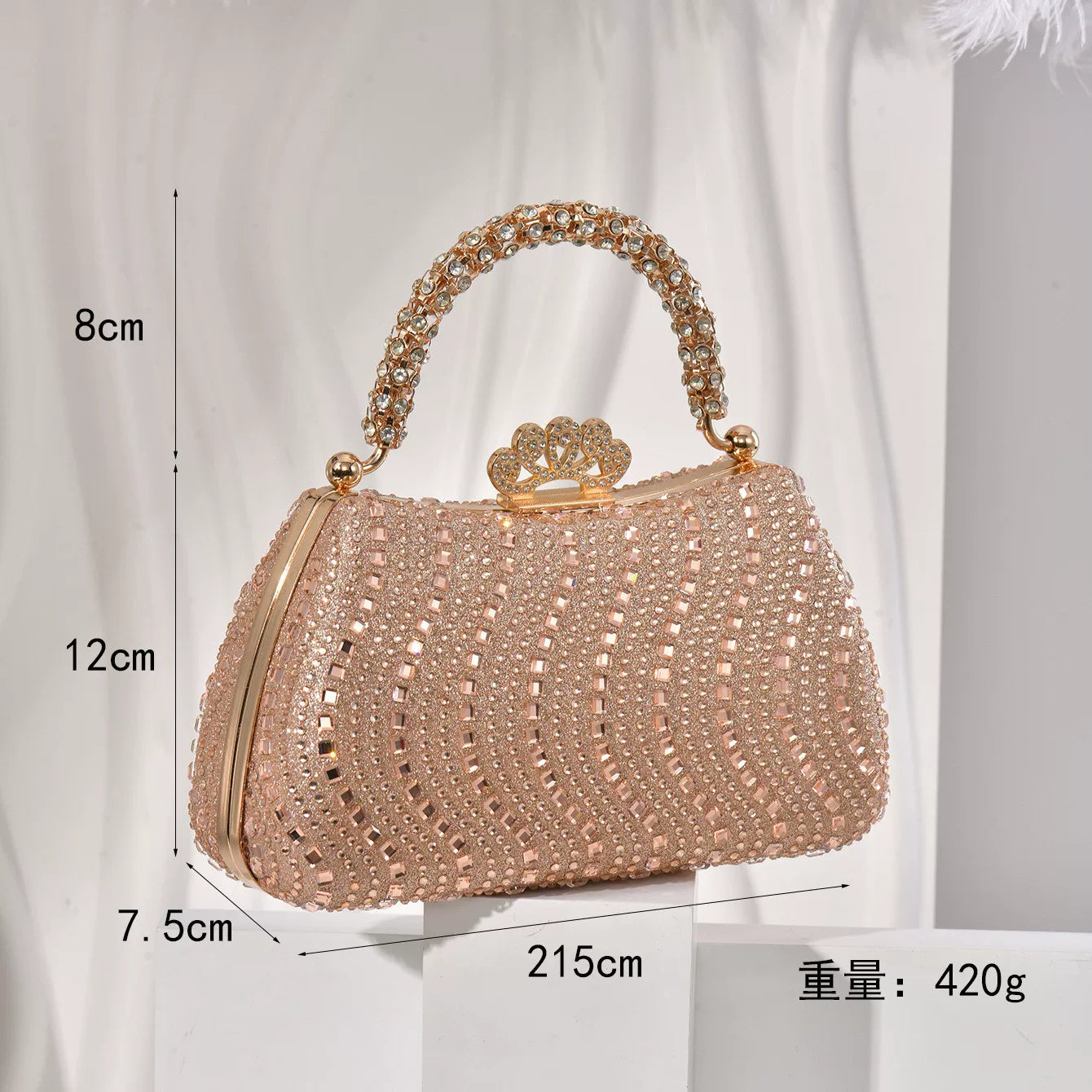 Rhinestone Evening Clutch for Women – Formal Wedding & Party Handbag