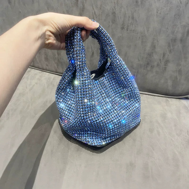 Rhinestone Bucket Bag for Women – Chain Strap Shoulder & Crossbody Handbag