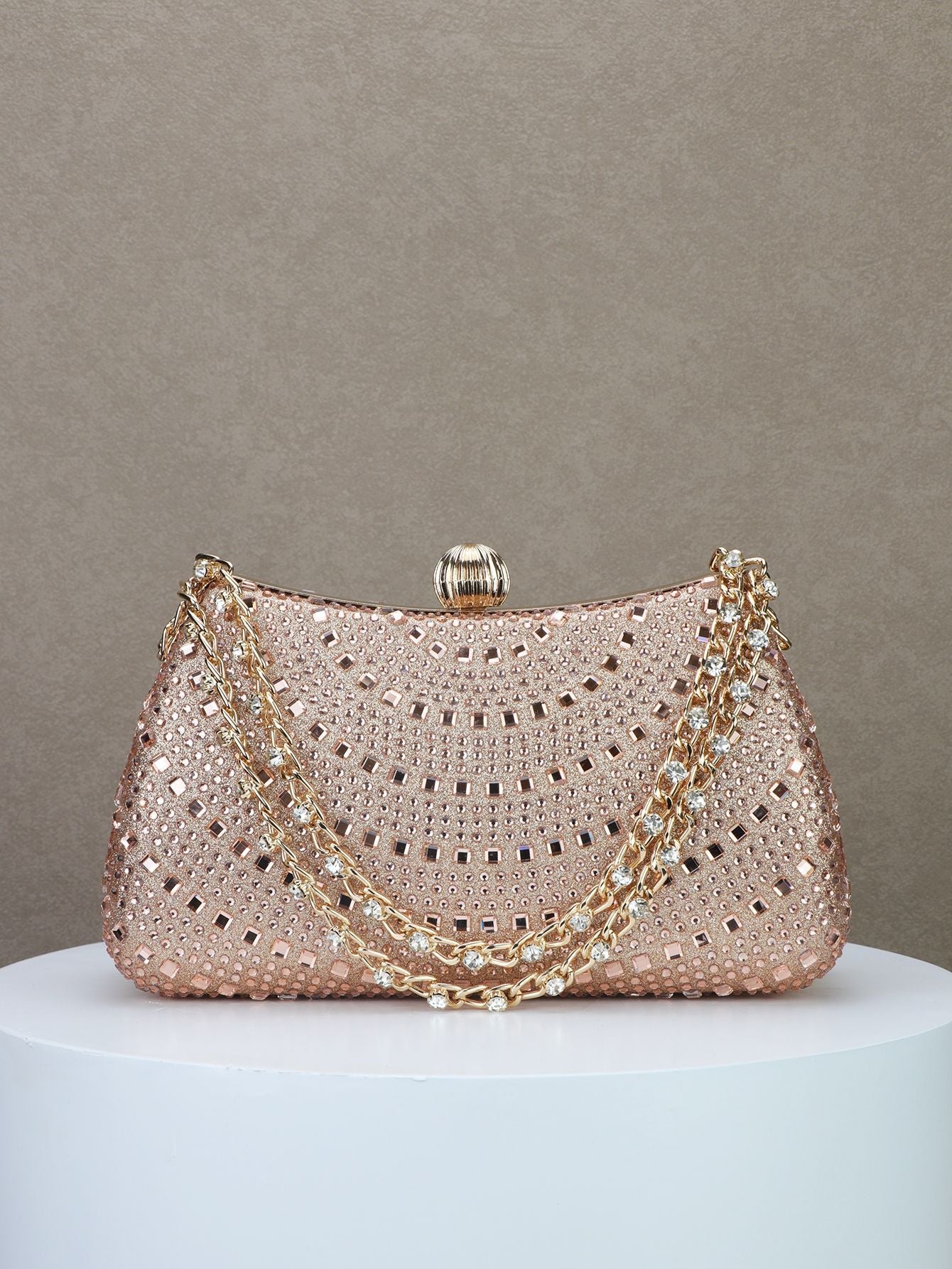 Sparkling Diamond Bridal Clutch Bag for Dinner and Banquet with Portable Design