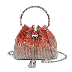 Rhinestone Bucket Evening Bag for Women – Chain Strap Shoulder and Dinner Handbag