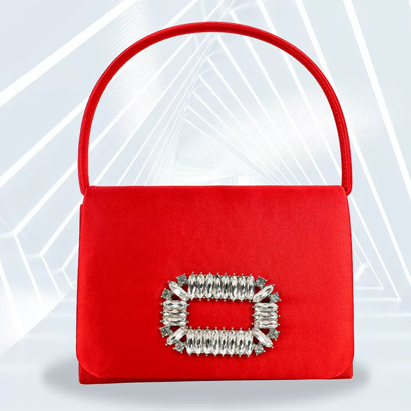Solid Color Flap Evening Bag for Women – Chain Strap Formal Wedding and Banquet Clutch