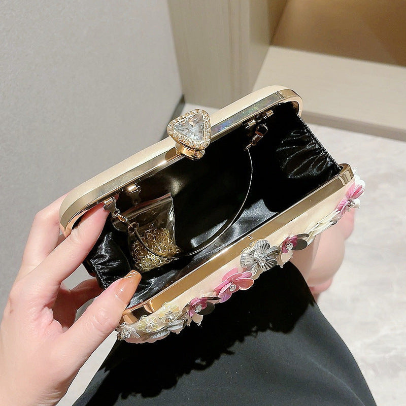 Floral Evening Clutch Bag for Women – Top Handle Formal Handbag for Dinner and Banquet