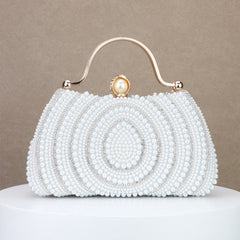 Light Luxury Pearl Evening Handbag with Diamond Detail and Crossbody Strap