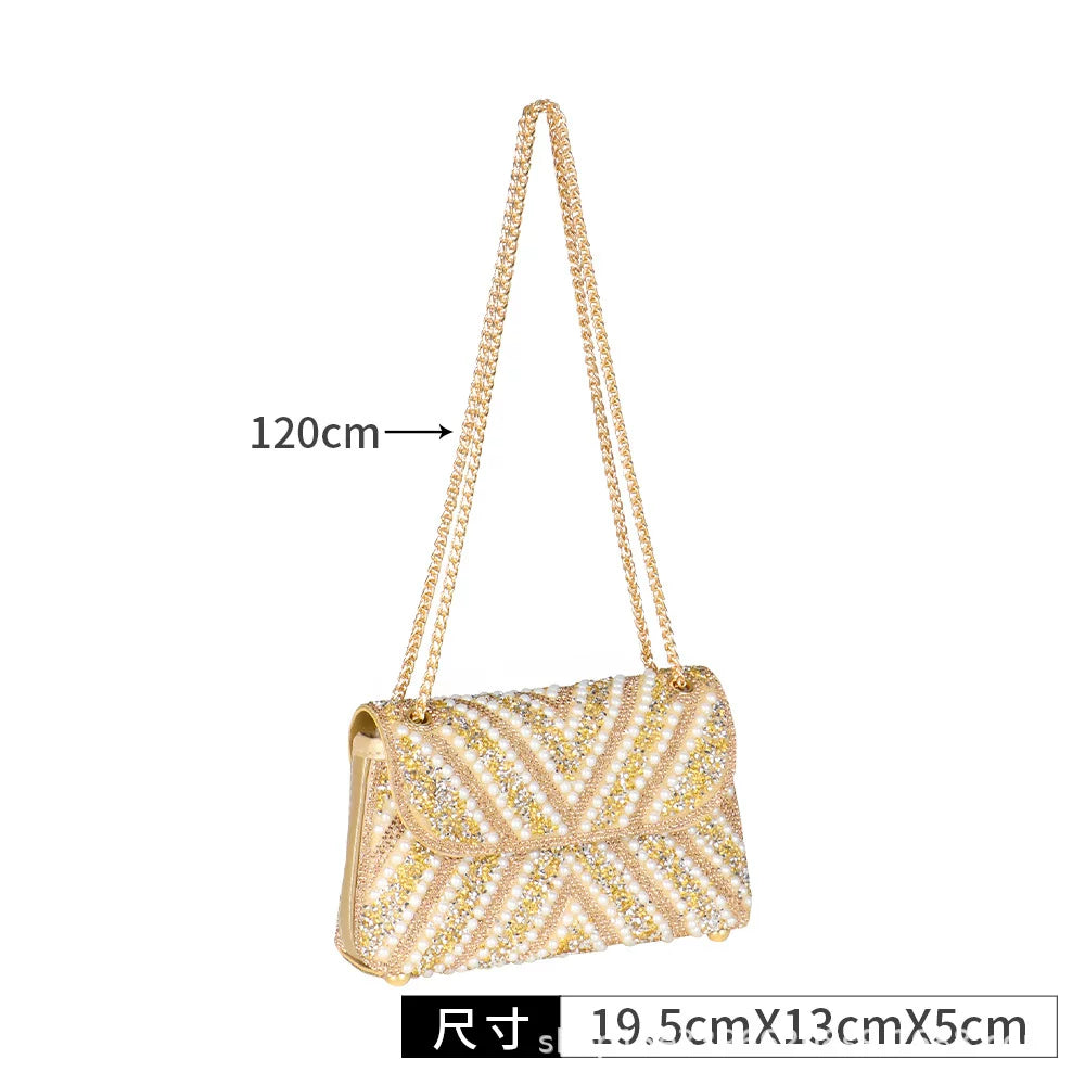 Diamond and Pearl Banquet Bag – Cheongsam Underarm Handbag, One Shoulder, Crossbody Dinner Bag for Women