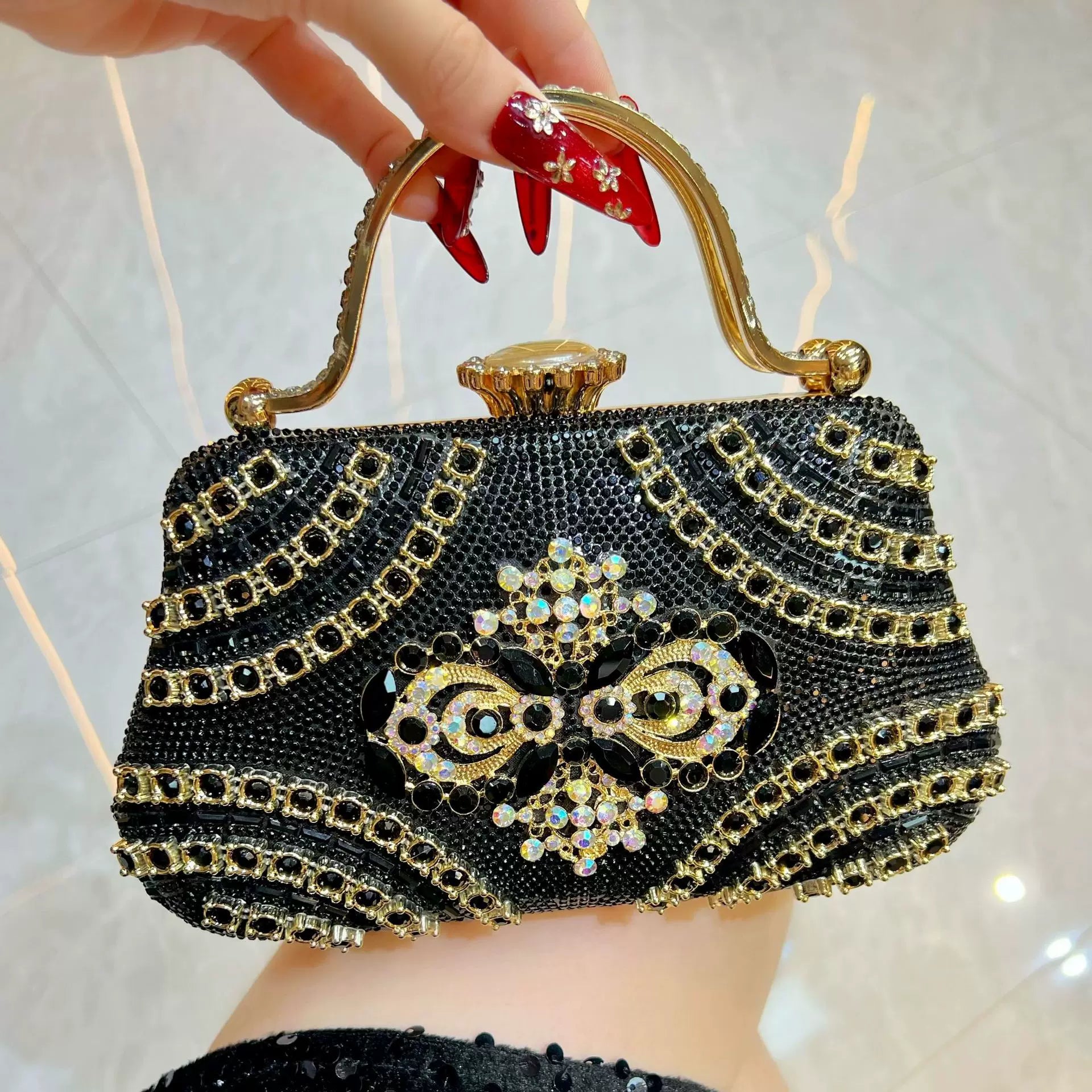 New High-End Diamond-Encrusted Women's Handbag – Luxury Clutch, Shoulder, and Crossbody Evening Bag