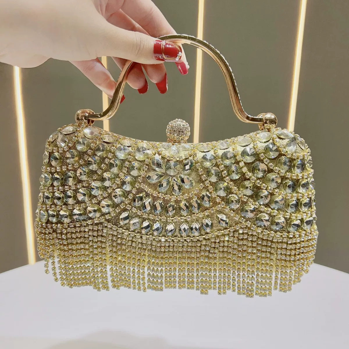 Rhinestone Tassel Evening Clutch for Women – Wedding & Banquet Shoulder Crossbody Bag