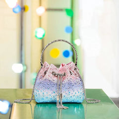 New Shiny Rhinestone Bucket Bag – Fashionable High-End Sequin Handheld, Shoulder, and Crossbody Bag