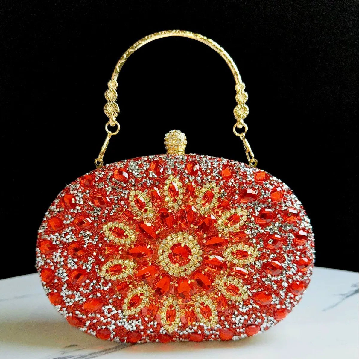 Sunflower Rhinestone Clutch for Women – Formal Party & Banquet Crossbody Bag