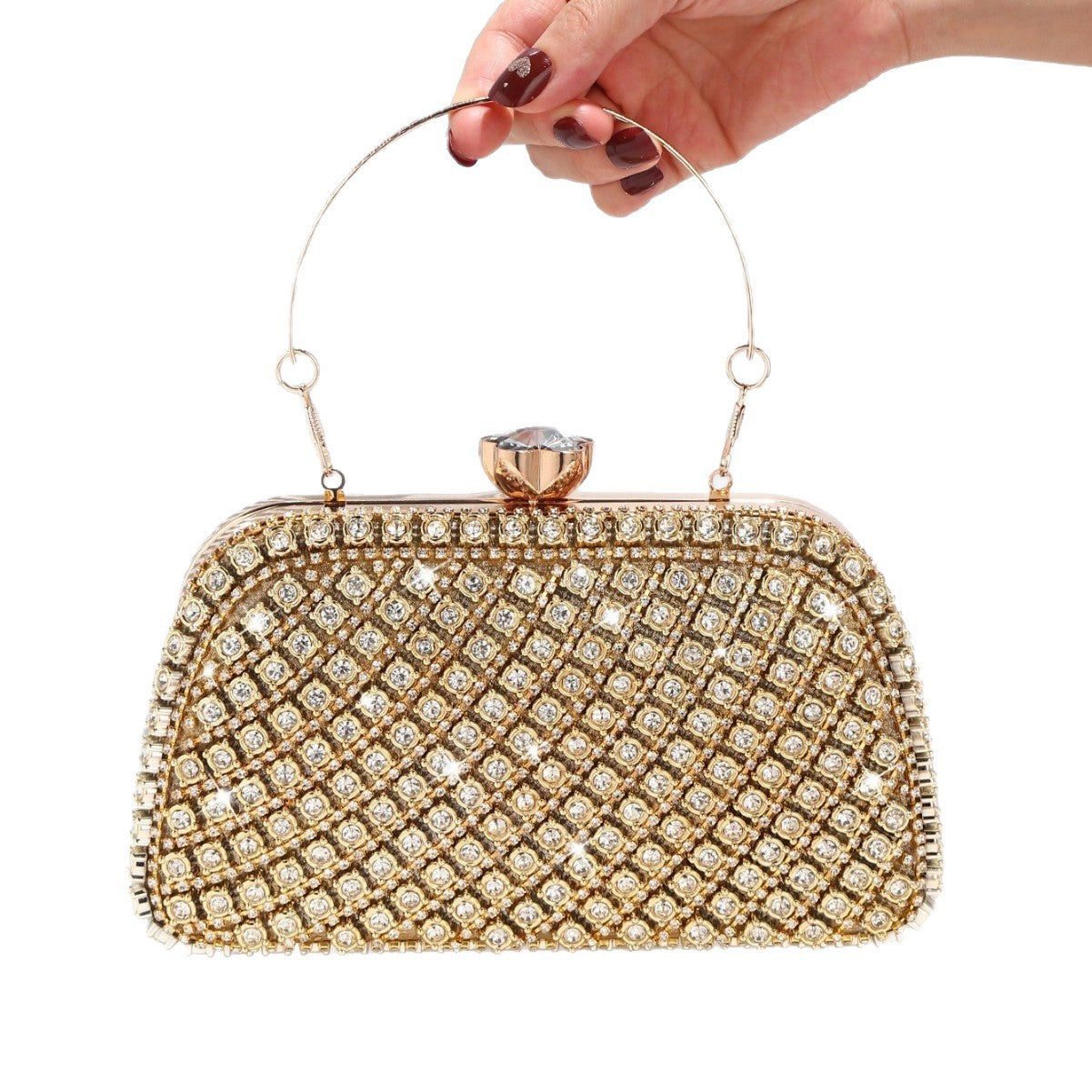 Diamond-Encrusted Evening Clutch Bag for Banquet and Formal Events