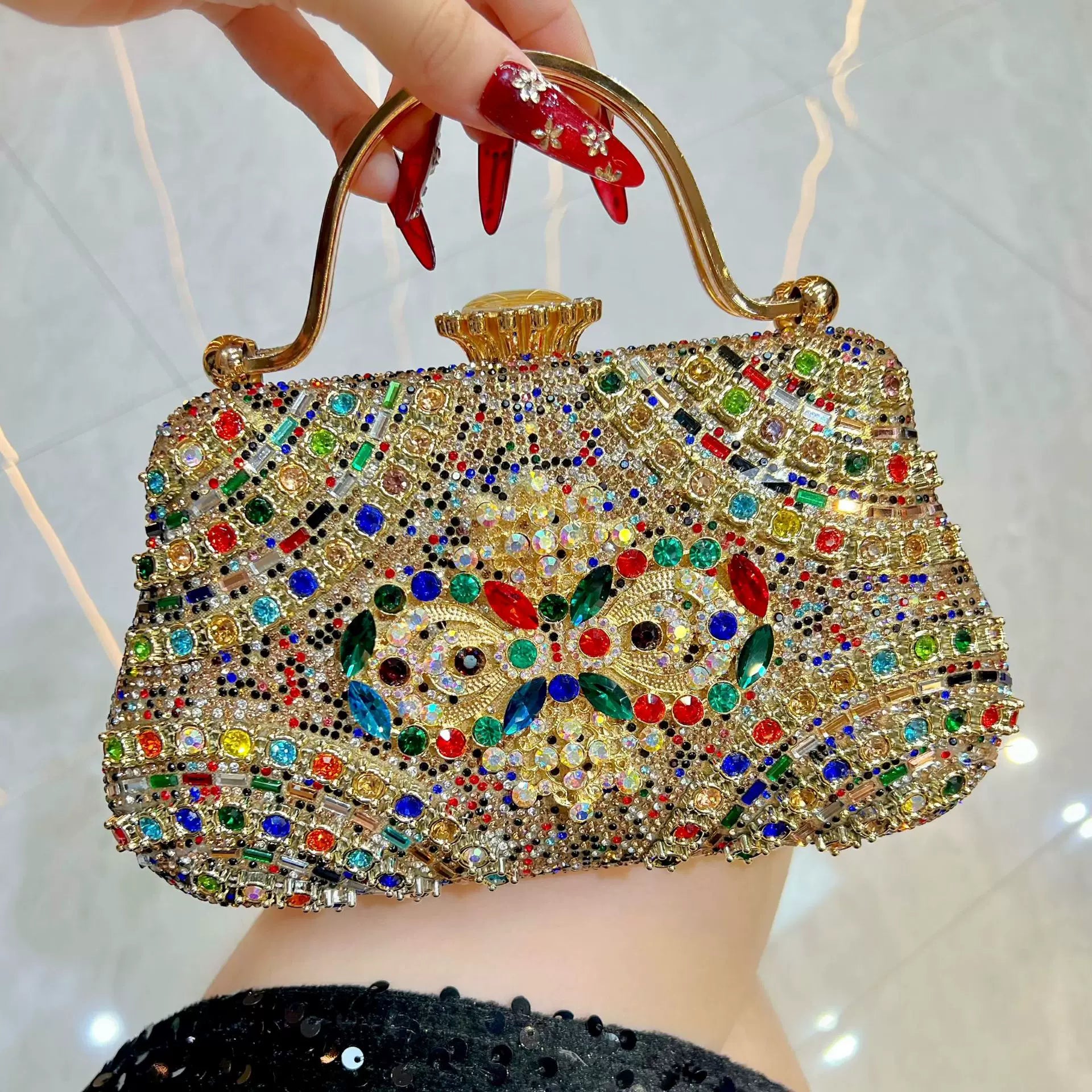 New High-End Diamond-Encrusted Women's Handbag – Luxury Clutch, Shoulder, and Crossbody Evening Bag