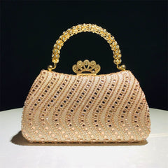 Rhinestone Evening Clutch Bag for Women – Crystal Handle Formal Wedding & Party Handbag