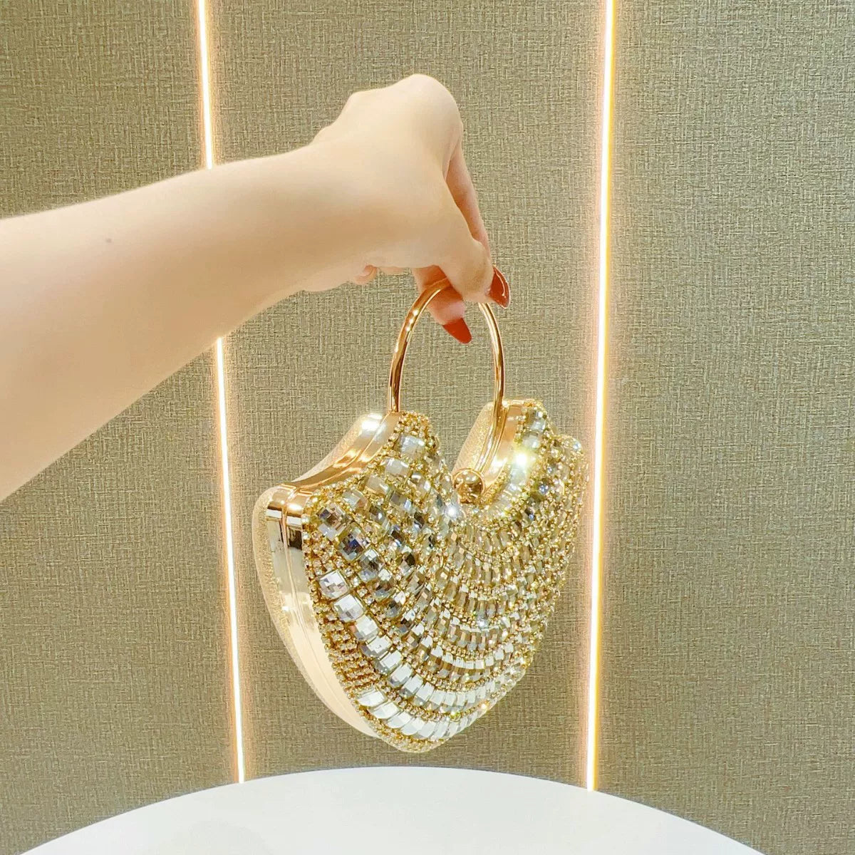 Rhinestone Evening Shoulder Bag for Women – Small Crossbody Handbag for Formal Events