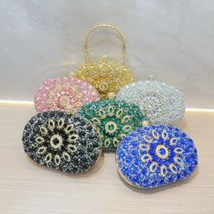 Sunflower Rhinestone Clutch for Women – Formal Party & Banquet Crossbody Bag