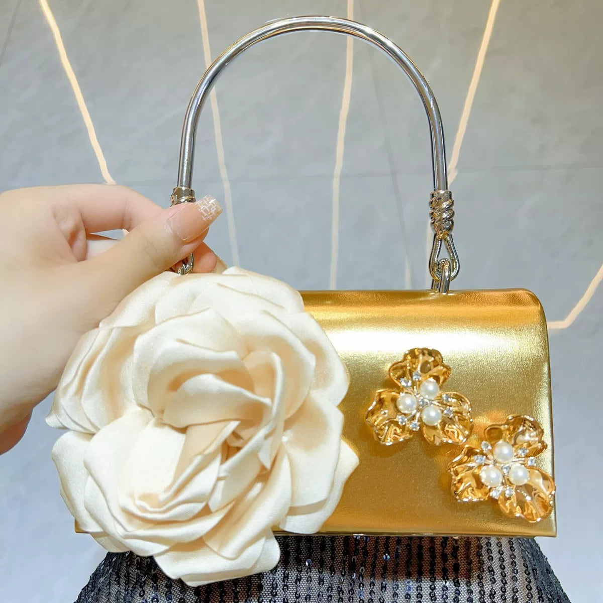 New Cross-Border Floral Shoulder Bag for Women – Elegant Wedding and Party Evening Bag