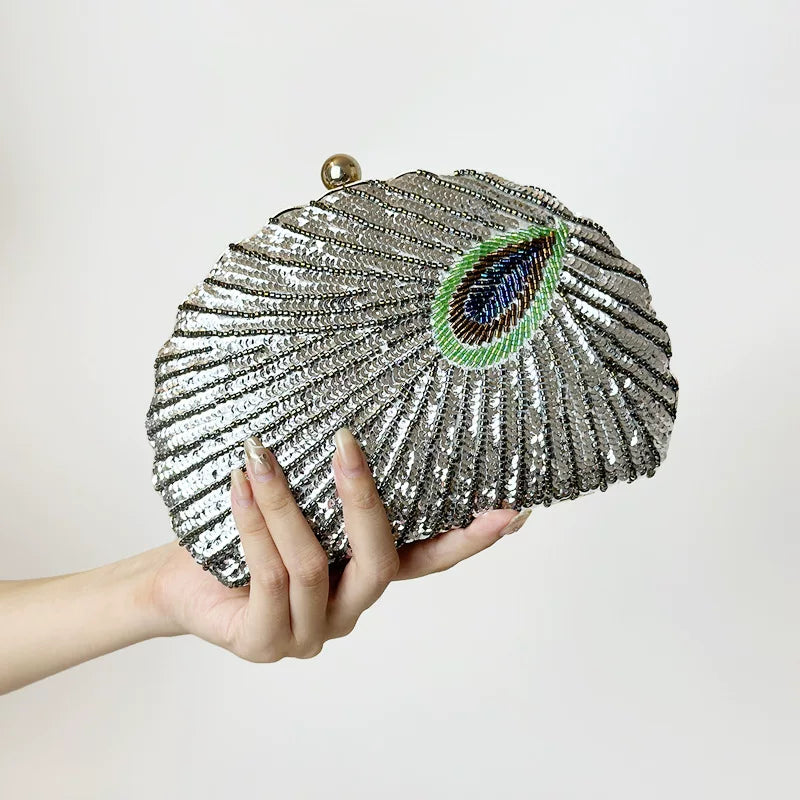 Beaded Embroidered Evening Clutch Bag – Vintage Style Handheld Formal Handbag
