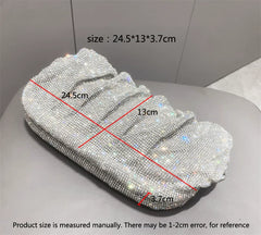 Women's Rhinestone Pleated Evening Bag – One-Shoulder, Crossbody Shiny Clutch for Formal Events