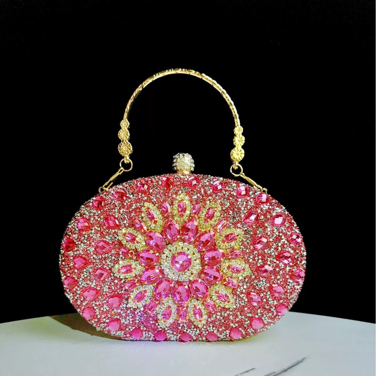 Sunflower Rhinestone Clutch for Women – Formal Party & Banquet Crossbody Bag