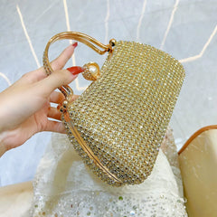 Diamond-Encrusted Small Square Evening Bag – Rhinestone Bridal Handbag with Chain for Women