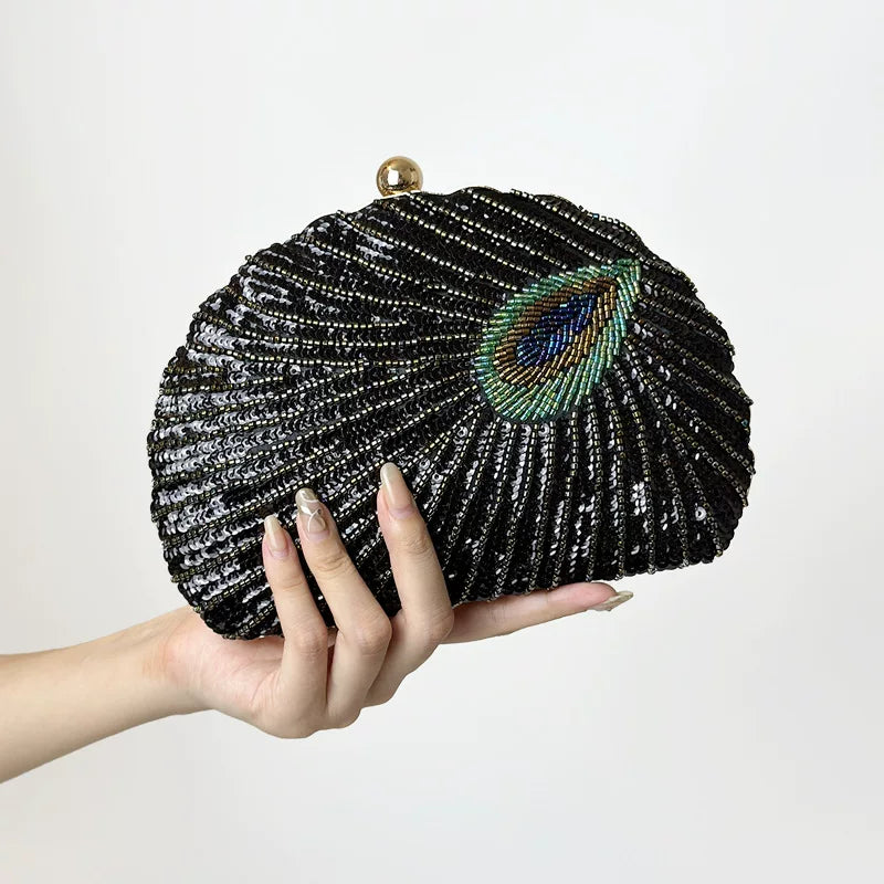 Beaded Embroidered Evening Clutch Bag – Vintage Style Handheld Formal Handbag