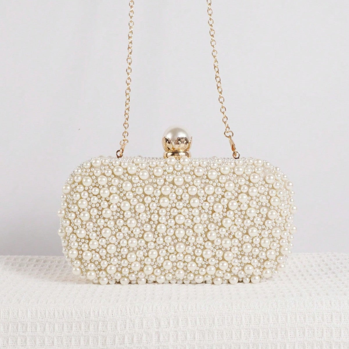 Beaded Evening Clutch Bag with Pearl Detail for Dinner Party and Banquet