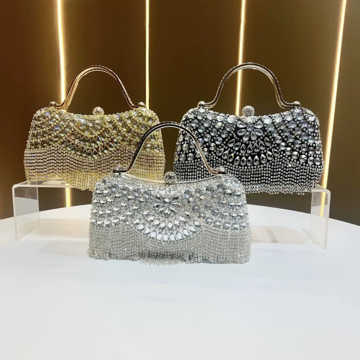 Rhinestone Tassel Evening Clutch for Women – Wedding & Banquet Shoulder Crossbody Bag