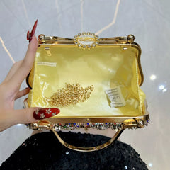 New High-End Diamond-Encrusted Women's Handbag – Luxury Clutch, Shoulder, and Crossbody Evening Bag
