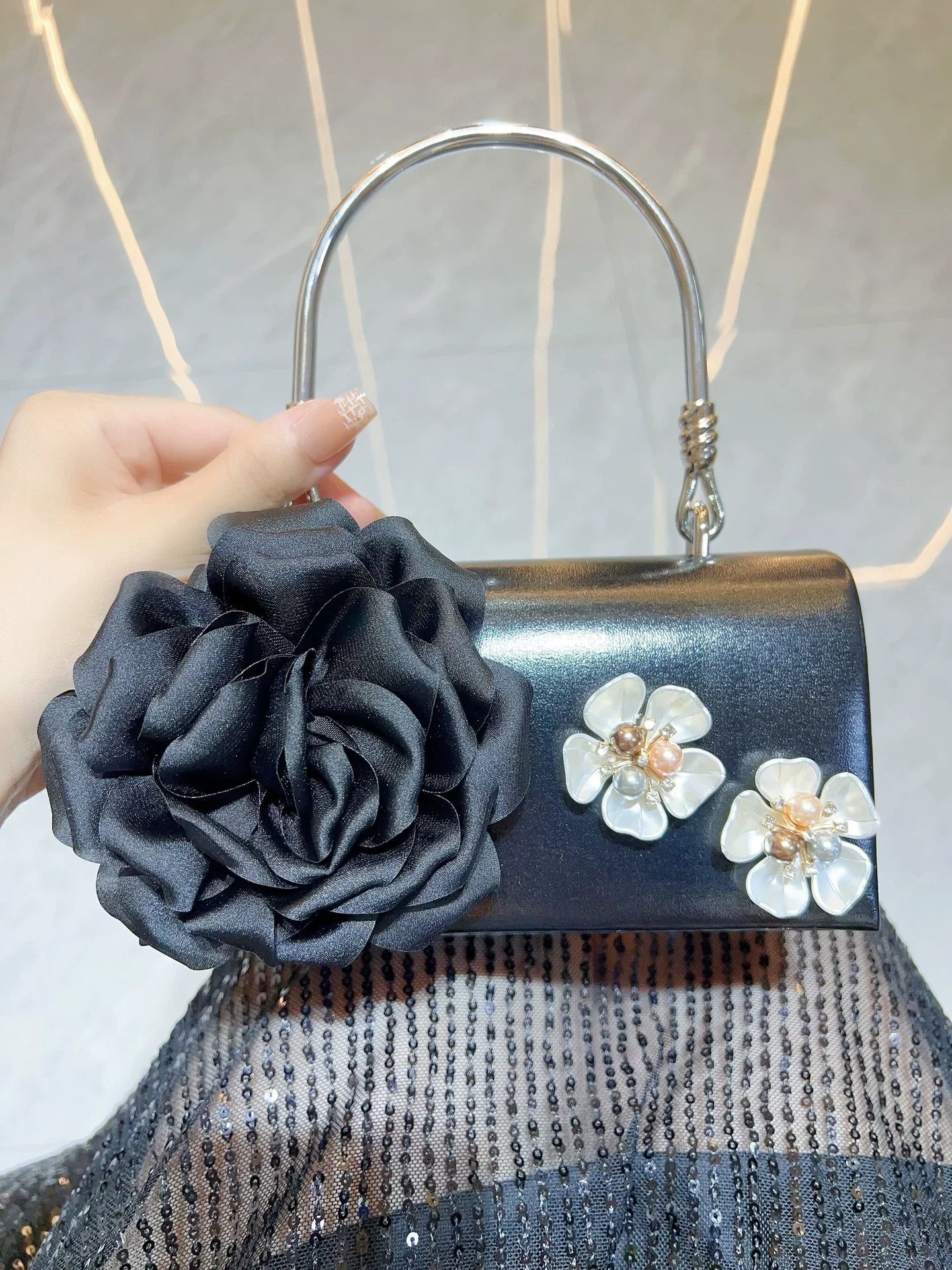 New Cross-Border Floral Shoulder Bag for Women – Elegant Wedding and Party Evening Bag