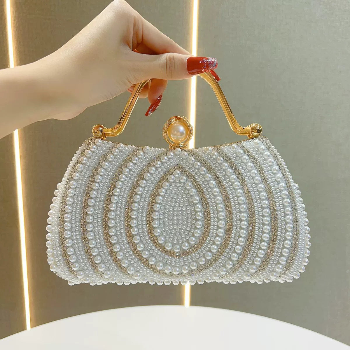 Pearl Evening Clutch for Women – Formal Wedding & Banquet Shoulder Bag