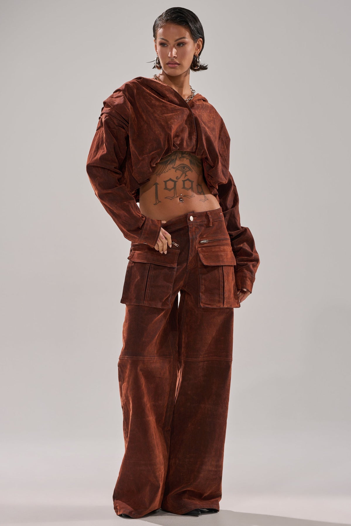 THINK ABOUT YOU ALL THE TIME VELVET DENIM CARGO TROUSER