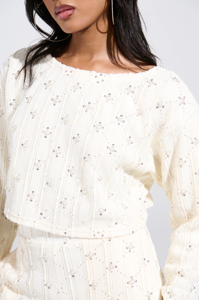 SHINE BRIGHT PEARL BOAT NECK SWEATER