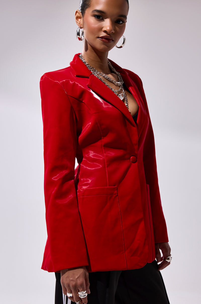 TOO SLICK LIQUID VELVET BLAZER